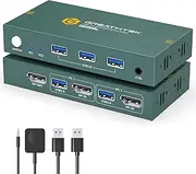 KVM Switch 1 Monitors 2 Computers Displayport 8K@60Hz, USB3.0 KVM Switch Displayport with 3 USB 3.0 Ports EDID Adaptive Sharing Mouse Keyboard and Monitor Plug and Play