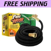 50 ft Expandable Latex Garden Hose with Brass Connectors - Extra Strength & Flex