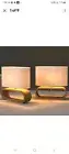 2X Modern Desk Lamp Bedside Table Light Wooden Fabric Lampshade White LED Bulb