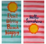 Celebrate Summer Themed Beach Cottage Cotton Kitchen Terry Tea Towels Set of 2