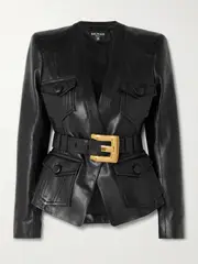 [Balmain] Balmain - Belted Leather Blazer - Black - FR 34 FR 34 Black