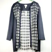 Chicos Women's Rectangle Cut-out Peek-A-Boo Open Front Stretch Jacket Sz 3 US 16