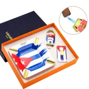 Lubinski Cigar Lighter 2 Jet Flame Torch and Cutter Ceramic Cigar Holder Ashtray