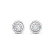 14k White Gold Round Diamond Solitaire Stud Earrings 1/4 Cttw