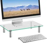 WALI Glass Monitor Stand Riser for Desk,Height Adjustable Computer Monitor Riser