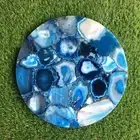 18" Blue Agate Round Corner Side Table Top Unique Natural Stone Décor Piece