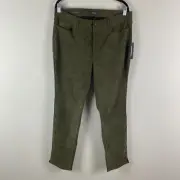 NYDJ Alina Legging Ankle Jeans In Faux Suede Size 12 Martini Olive Green