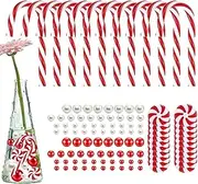 Christmas Floating Pearls - Christmas Filler Floating Pearls and Candy Cane Pearl Beads | Green Red White Candy Cane Pearl Beads Faux Pearls Beads Candy Cane Christmas Filler