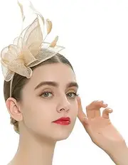 [Luxshiny] Cocktail Party Hat Derby Fascinator Headband for Tea Party Clothing Abs