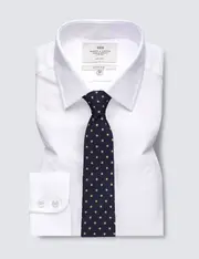 Hawes & Curtis Non-Iron White Fabric Interest Fitted Slim Shirt Size: 18" collar, 37" sleeve