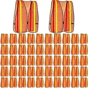 Haysandy 10 Pcs High Visibility Reflective Safety Vest Construction Vest Strips Neon Mesh Universal Size for Men Outdoor