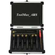 TiN Coated Carbide Indexable Turning Tools / Lathe Tools 7PC Set 8mm to 16mm