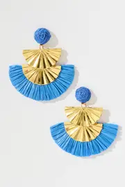 Amarti Drop Earring in Gold with Blue Straw one size