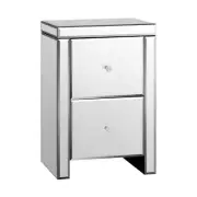NNEED Mirrored Bedside Table with 2 Drawers
