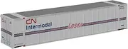 Walthers SceneMaster HO Scale Model of Canadian National (Laser Scheme; White, Blue, Red) 48' Ribbed Side Container