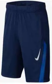 Nike Boys Training Shorts - Navy w/Royal Side Stripes - Medium - New with Tags