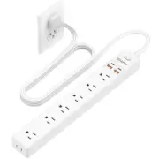 6 Ft Power Strip Surge Protector - 7 Outlets 4 USB Ports (2 USB C), Ultra Thi...