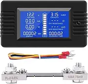 Binxind DC Battery Monitor Power Meter Ammeter Digital DC 0-200V Shunt 100A Multimeter, Meter Voltmeter Capacity Tester