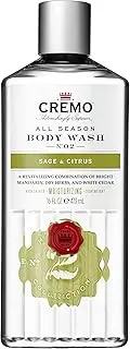 [Cremo] Moisturising Body Wash For Men | Revitalising Shower Gel | Sage & Citrus Fragrance | 473ml