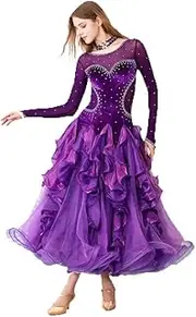 [JRUIA] Round Neck Ballroom Dance Competition Dress Women's Waltz Standard Ballroom Costume Foxtrot Tango Dancing Clothes