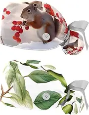 [YTYVAGT] 2-Pc,Nurse Scrub Caps,Scrub Hats with Buttons and Cotton Sweatband,Cute Animal and Snow Pattern