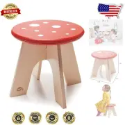 Safe and Light Toadstool Stool for Kids - Stylish Solid Wood Design