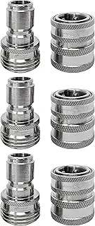 MTM Hydro Garden Hose Adapter 6 Piece 3/4” Quick Connect Fittings Kit, Stainless Steel High Pressure Couplings and Connectors for Pressure Washers and Car Detailing, 3x3