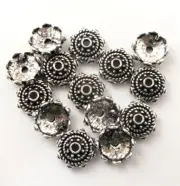 70 PCS 10MM BALI BEAD CAP ANTIQUE STERLING SILVER PLATED 1015
