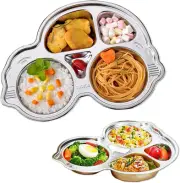 Stainless Steel Plate Divided Meal Tray Sections Dinner Dish for Babies, Toddler