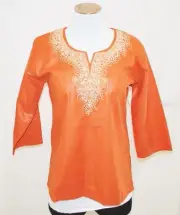 Taruni OLAY Orange Embroidered Indian/Pakistani Kurtis Tunic Bollywood Girls L