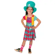 Disney Junior Mad Hatter Girls Classic Dress Up Halloween Party Costume Size 4-6