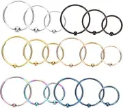 [DIKACA] 18Pcs Body Piercing Nose Rings Fashionable Studs Loops Comfortable Hypoallergenic Jewelry for Women