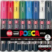 Uni-Posca Paint Marker Pen - Extra Fine Point - Set of 8 (Pc-1M8C), Model:P