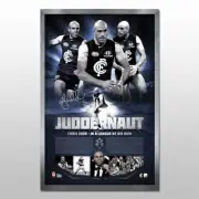 CHRIS JUDD CARLTON BLUES HAND SIGNED FRAMED JUDDERNAUGHT PRINT BROWNLOW CRIPPS