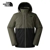 在飛比找PChome24h購物優惠-The North Face北面男款綠黑拼接防水透氣保暖連帽