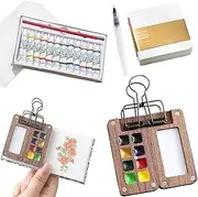 Biora Paint Palette Travel Kit,Pocket Artist Watercolor Travel Set,Veralea Pocketartist Travel Set,4szns Travel Paint Palette,Mini Portable Wooden/Acrylic Grid Paint Box Palette Set (C Set)