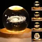 3D Crystal Galaxy Moon Planet Ball with Base Table Lamp USB LED Night Light