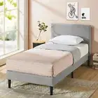 King Single Bed Frame Fabric Upholstered Platform Base Light Grey - Zinus Liam