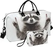 [YXYZRMY] Funny Raccoon Portrait Travel Duffel Bag Gym Bag Sports Tote Bag with Multiple Interior Pockets Shoulder Weekender Bag for Women Men with Toiletry Bag 20.5”x 7.9”x 13.8”, Multi-Colored, one