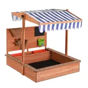Keezi Kids Sandpit Outdoor Toys Wooden Sand Pit Play Box Canopy Children Toy