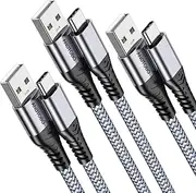 USB to USB C Cable 3.1A, [3 Pack,1M] Fast Charging Nylon Braided Cord for iPhone 15 Plus/15 Pro Max, Samsung S21 S22 S23 Ultra S20 S10 S9 Note 20, Pixel 7