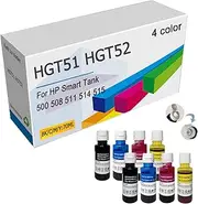 HGT51 HGT52 GT51 GT52 Refill Ink Water Based Bottles Replacement for HP Ink Tank 115 116 310 319 410 411 412 415 416 418 419 500 508 511 514 515 516 517, High Capacity,4 Color-2 Set
