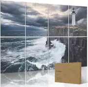 8 Pack Art Acoustic Panels Soundproof Panel, 48X32 Inches Cliffside Lighthouse