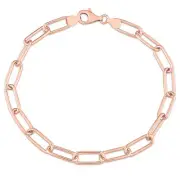 Amour Rose Plated Sterling Silver 6mm Polished Paperclip Chain Anklet - 9 in.