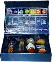 KACHVI Crystals and Gemstones Healing for Reiki Healing Meditation Spiritual Gifts Energy Good Luck Healing 6 Faced Chakra Pencil 10 Pc Set 7 Type of Tumbles 1 Chakra Pencil 1 Tree of Life Pendant