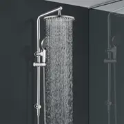 ACA Chrome 10" Plastic Round Shower Head Handheld Spray Diverter Wall Arm Set