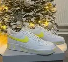 Air Force 1 Custom White Shoes Retro Sunshine Solar Flare Yellow Splatter Mens