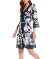 NEW PETER ALEXANDER WOMENS SLINKY GOWN SIZE MEDIUM NAVY HYDRANGEA FLORAL RRP$109