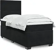 vidaxl - Box Spring Bed/Mattress King Single Black Velvet Pocket Spring - Adjustable headboard/Removable topper/203x107cm