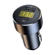 Car Charger 2.4A Smart Dual USB PD 18W Adapter Cigarette Lighter LED Voltmeter